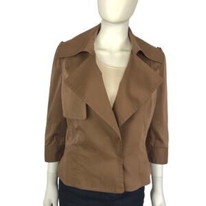 KaufmanFranco Silk & Cotton Blend Brown Blazer Safari Jacket Size 6/42